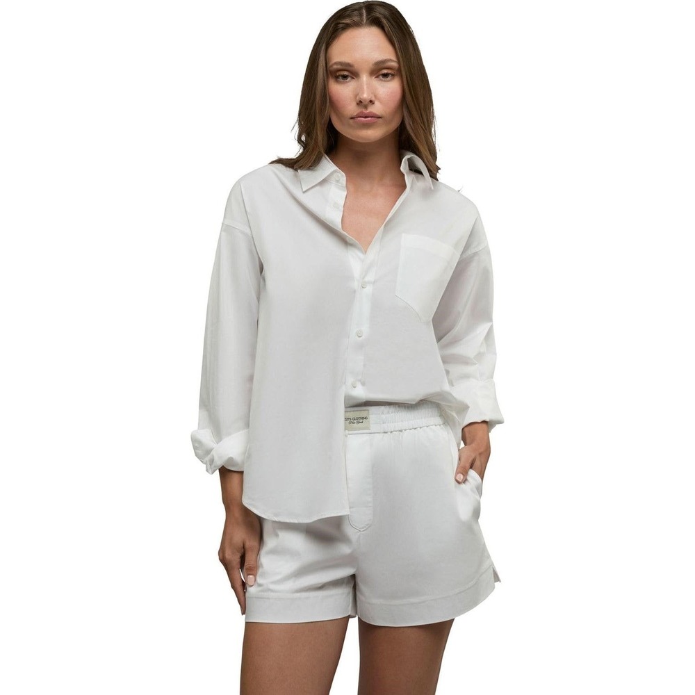 Cuts Womens Soho White Long Sleeve Button Up Sz M Minimalist Office Academia $88